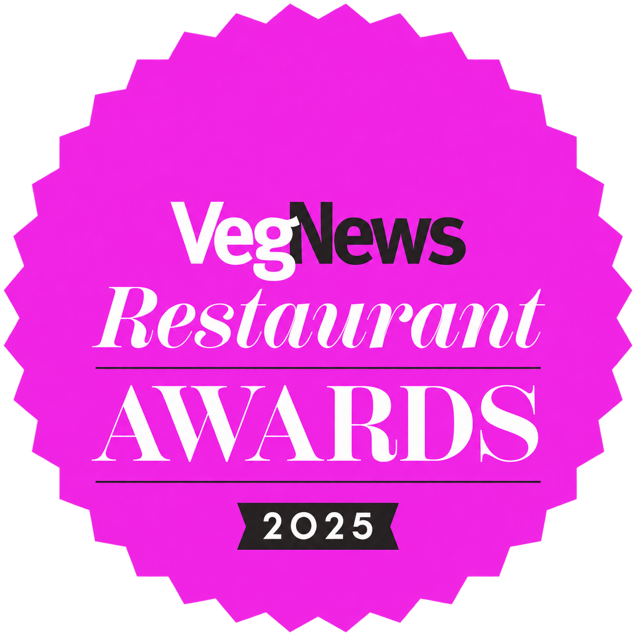 VegNews Restaurant Awards 2025 badge